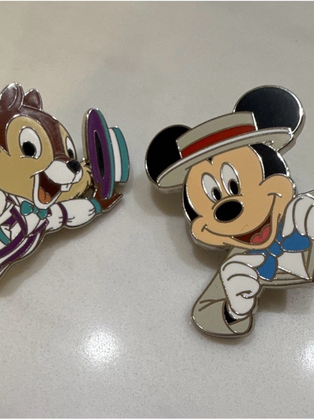 Disney Dapper Mickey & Chip Enamel Pin Duo - Black, Cream, Purple, Teal, Blue